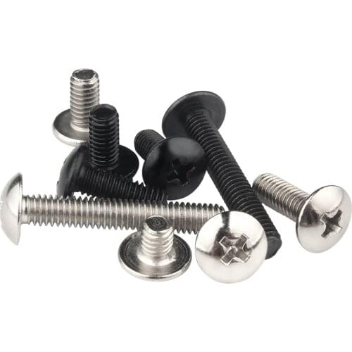 100pcs Screw M3 M4 Phillips Truss Mushroom Head Screw Cross Recessed large flat head truss machine Screw screws