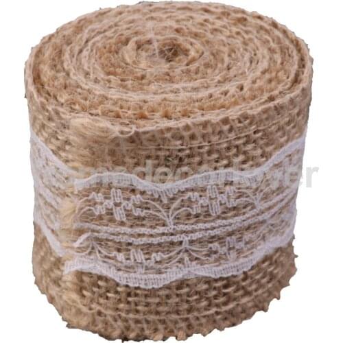 2M Natural Jute Burlap Hessian Ribbon Lace Trims Tape Rustic Wedding Decor