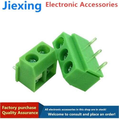 20pcs screw-type PCB terminal block DG/KF126R-5.0MM 2P/3P can be spliced bent feet copper environmental protection