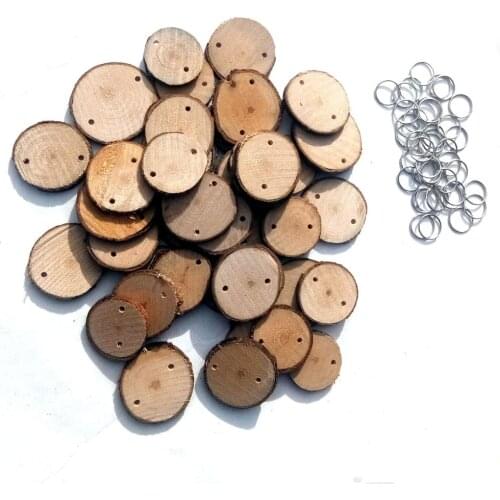 40pcs Round Wooden Discs Tags with Wire Rings Anniversary Birthday Calendar Chore Board Crafts Christmas Decoration Ornaments