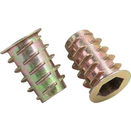 50pcs M4 m5 m6 m8 m10 Zinc Alloy Thread for Wood Insert Nut Flanged Hex Drive Head Furniture Nuts