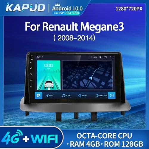 Kapud Android 10.0 Car Multimedia Video Player 9" Navigation For Renault Megane 3 2008-2014 Radio Stereo BT GPS Wifi DSP