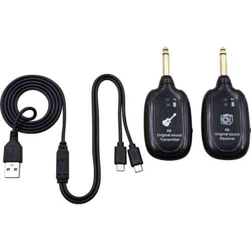 UHF Guitar Wireless System Transmitter Receiver Built-in Rechargeable E6H7
