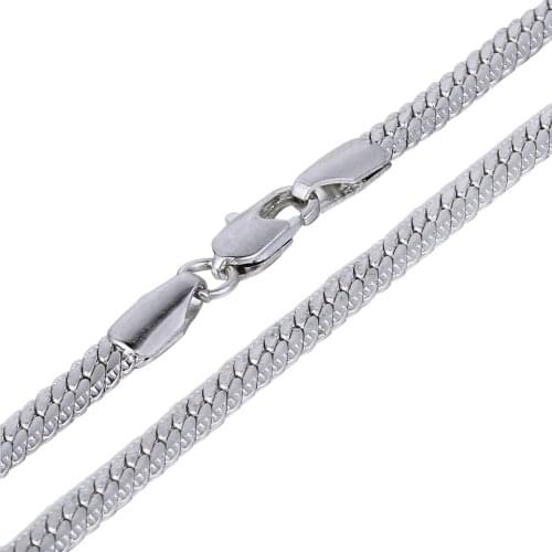 4mm Hammered White Gold Filled Necklace Curb Cuban Link Chain Mens Womens Unisex Necklace Jewelry Gifts LGN421