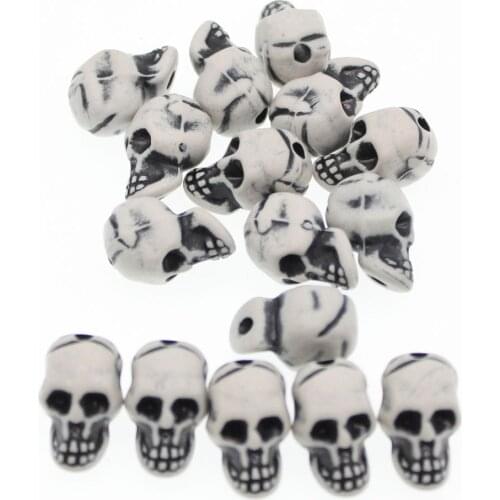 CHONGAI 25Pcs White Acrylic Halloween Gothic Skeleton Skull Beads For Jewelry Making Beads Accessories 22X13mm