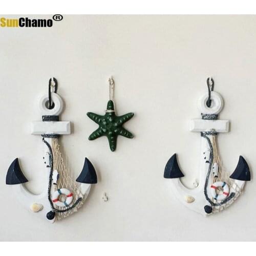 Wooden Anchors Decoration Vintage Home Decor Marine Mediterranean Style Nautical Decor Crafts Hanging Wall Decoration