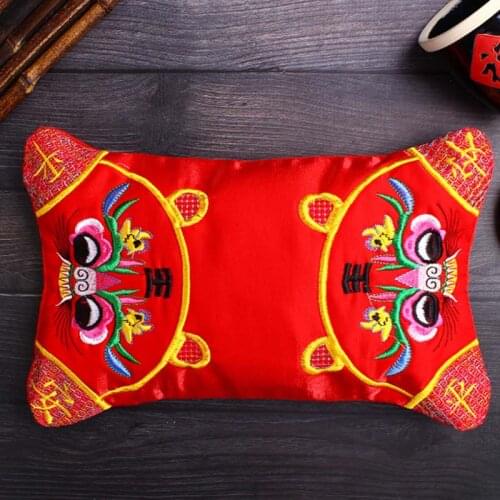 Baby Pillow Newborn Sleeping Flat Head Tiger Embroidered Pure Cotton Pillow Buckwheat Pillow Chinese Style Folk Handicraft Gifts