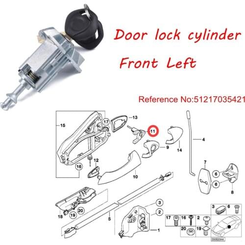 Brand New and High Quality Driver Side Front Left Door Lock Cylinder Relacement 51217035421 for X3 X5 with Keys