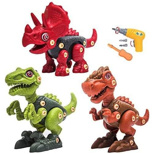 Dinosaur Building Take Apart Toy With Electric Drill Screwdriver T-rex Tyrannosaurus Triceratops Raptor Dinosaur Toys Gift
