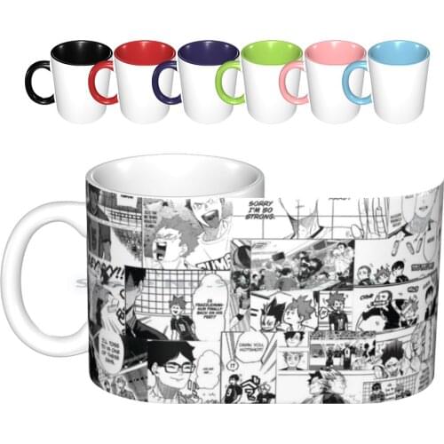 Haikyuu Manga Collage Ceramic Mugs Coffee Cups Milk Tea Mug Haikyuu Haikyu Volleyball Anime Manga Weeb Creative Trending