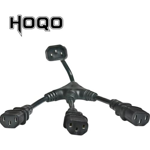 IEC 320 C14 Female to Three 3x C13 5-13R Male Short Y Splitter Power Cord Adapter extension pdu ups Cables 30cm 1ft