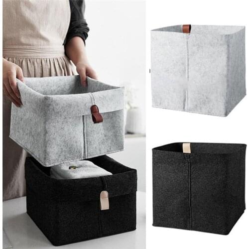 Basket Cloth Felt Storage Living Room Tea Table Box Bedroom Socks Storage Black Gray Sundries Storag Felt Storage Basket 1pc