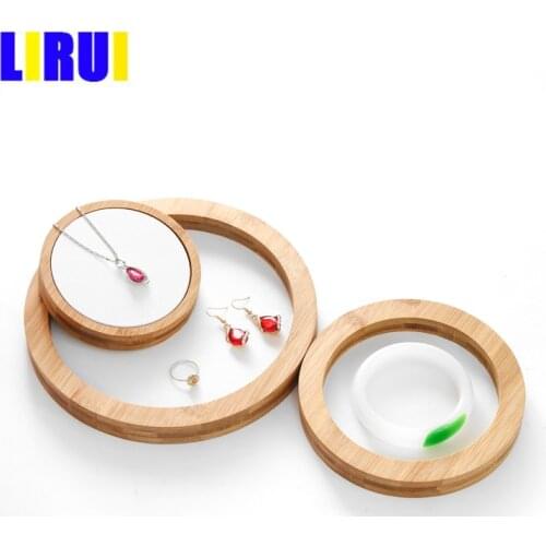 Hot Sale Round Bamboo Three-piece Jewelry Display Stand Earrings Nexklaces Pendants Jewelry Props Simple Jewelry Packaging sales