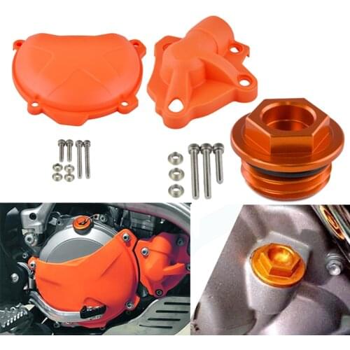 Clutch Cover Water Pump Guard Protector Oil Fuel Filler Cap for KTM 250 350 SXF EXCF XCF XCFW Freeride SIX DAYS SX-F EXC-F XCF-W
