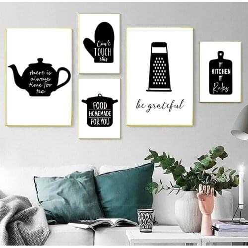 Kitchenware Wall Art Canvas Painting Kitchen Quote Posters And Prints Black White Wall Pictures Kitchen Decoration