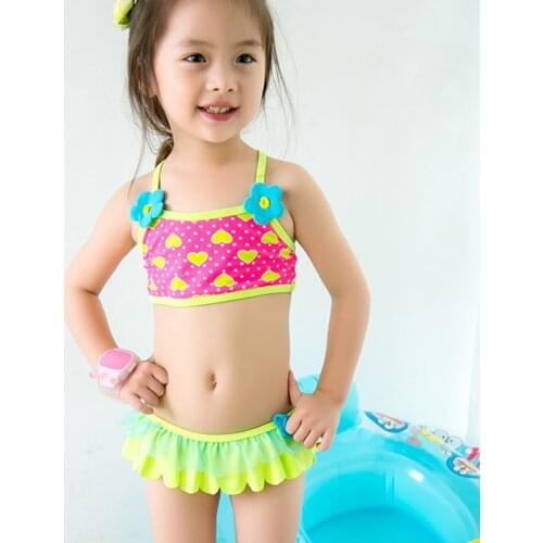1-6Y Baby Toddler Girls Swimsuits Floral Two Pieces Siwmwear Polyester Girl Bikini Set Kids Beach Swimsuit Children Bathing Suit