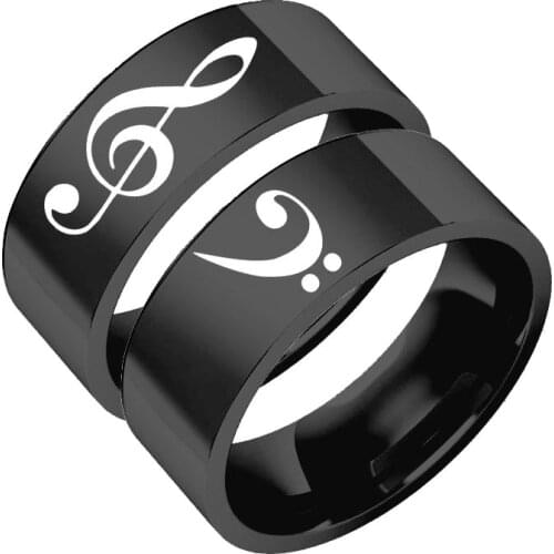 Fashion Couple Music Musical Note Finger Ring For Women and Men Stainless Steel Lovers Rings Halloween Gifts Jewelry Accesories