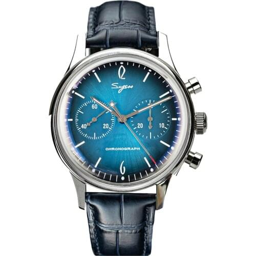 SEAKOSS Sugess Men Pilot Chronograph 3D Bubble Mirror Seagull 1963 Movement Fashion Sports Chrono Watch Luminous Hands 40mm 2021