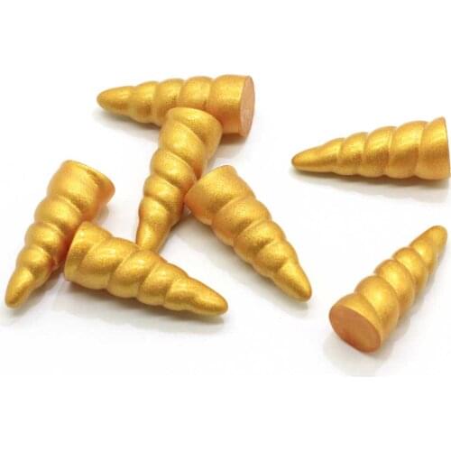 New Fashion 10*25mm Gold Color Resin Uni corn Horn Charms For Jewelry Necklace Pendant Making Resin Cabochons For DIY