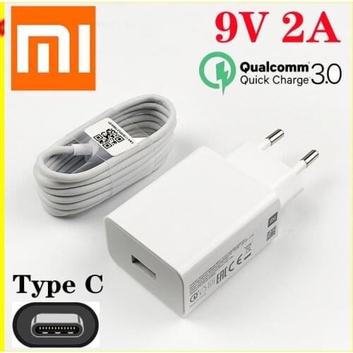 Original Xiaomi Fast Charger 18W Charge Adapter USB Type C Cable For Mi 8 9 SE 9 T Pro 10 Lite A3 Max 3 Redmi Note 7 8 9 Pro