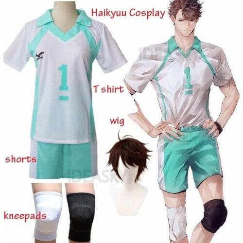 Haikyuu Kageyama Tobio Aoba Johsai Koushi Sugawara Oikawa Tooru Cosplay Costume kneepads Uniform High School Volleyball full set