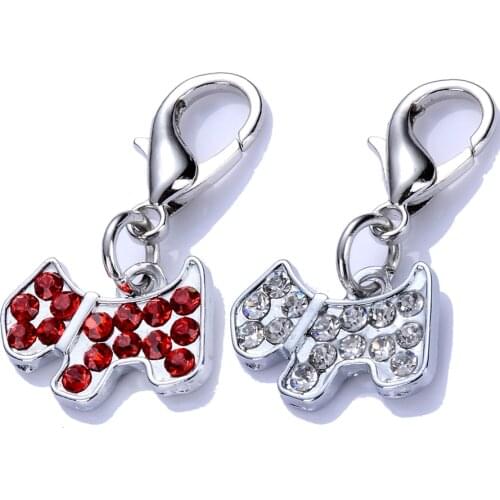 20PCS Wholesale Dog Tag Crystal Pendant Charm For Dog Collars Zinc Alloy Charm Pet Jewelry Dog Accessories