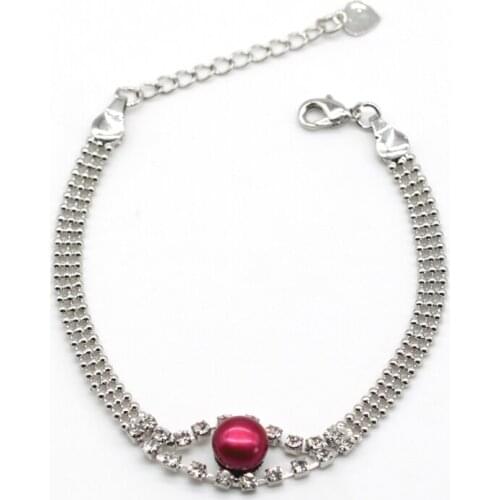 Simple Crystal Rhinestone Fashion Bracelets Womens Freshwater Pearl Bracelet For Women Engagement Party Jewelry FPB001