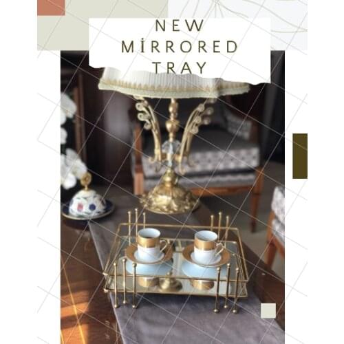 Gold Color Rectangle with Ball Small Size Service Presentation and Promise Engagement Tray Glass Storage Cosmetic Hot Sale