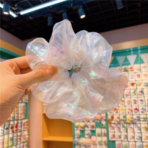 2020 Summer Korean Simple Beautiful Fantasy Mermaid Glossy Gauze Rubber Band Hair Rope Fashion Girl Ponytail Hair Accessories