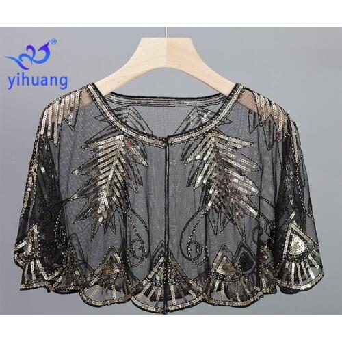 Sequin Beaded Evening Cape 1920s Shawl Wraps Wedding Bridal Shawl Mesh Scarf Wedding Bridal Shawl Scarf