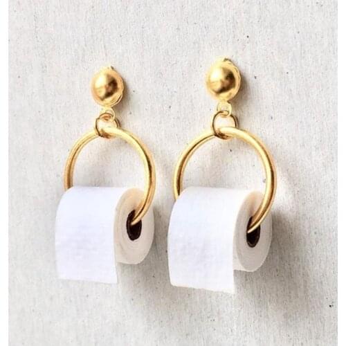 Funny 3D Roll Paper Earrings Dangle Earring Geometric Drop Earrings Creative Toilet Paper Towel Paper Studs for Women Funny Gift
