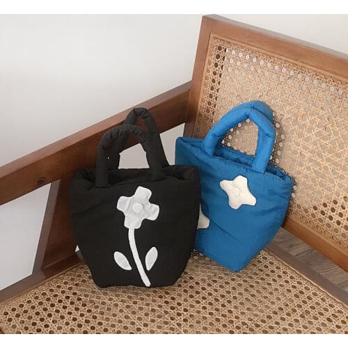 Cute Soft Cotton Women Purse Handbags Vintage Girls Student Bucket Bags Fashion Flower Ladies Small Shopper Bag Mini Casual Tote