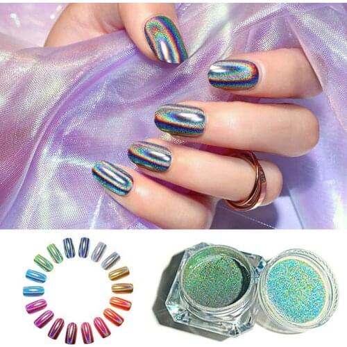 Super Fine Plated Nail Manicure Powder With Magic Mirror Effect Chameleon Colorful Glitter Powder Rainbow Nail Powder