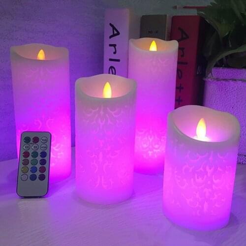 Dancing Flame LED Candle With RGB Remote Control,Wax Pillar Candle For Wedding Decoration Christmas Candle/Room Night Light