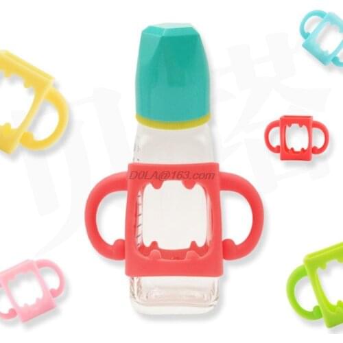 Baby Bottle Universal Handle Soft Silicone Wide Mouth Grip Multicolor Heat Resistant Feeding Bottles Accessories