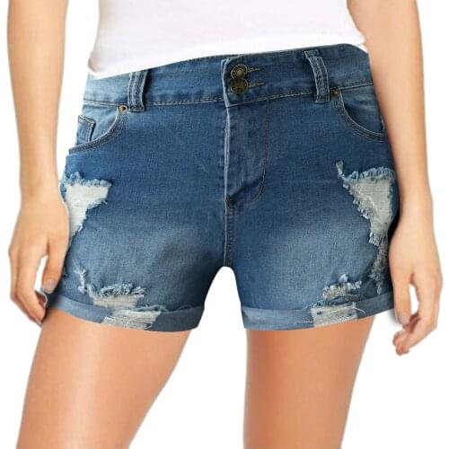 Womens Fashion Pants Summer Sexy Pocket Jeans Slim Hole Curled Shorts Pants Comfy High Quality Daily Short Jeans Free Shipping