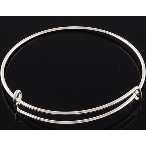 100Pcs Adjustable Iron Bangle Makings For Bracelet Making Silver Color 65mm