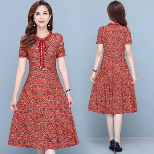 2021 summer new women stretch mesh over the knee print dress woman floral dress 5 colors plus size L-5XL