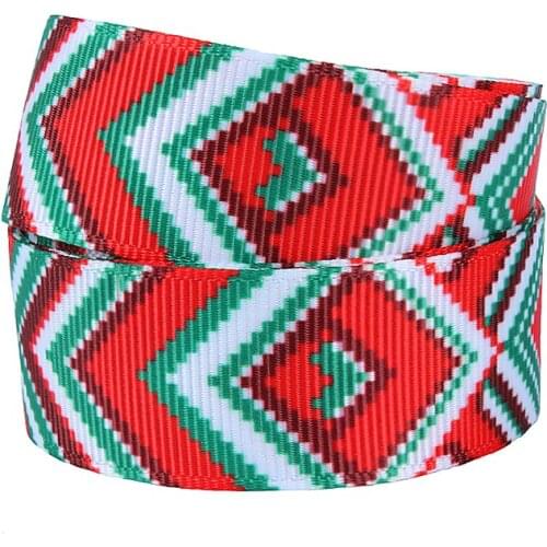 38mm Aztec Christmas printed grosgrain ribbon with beautiful design