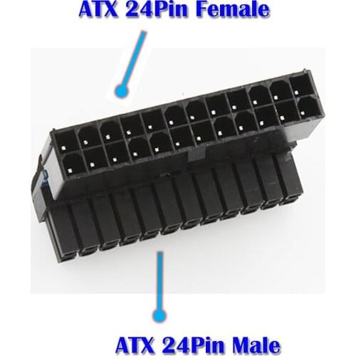 ATX 24Pin female to 24pin male right angle adapter for desktop PC power supply