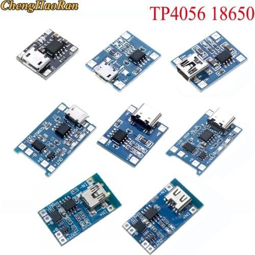 ChengHaoRan 1x 5V 1A Micro USB 18650 type-c Lithium Battery Charging Board Charger Module+Protection Dual Functions TP4056 18650