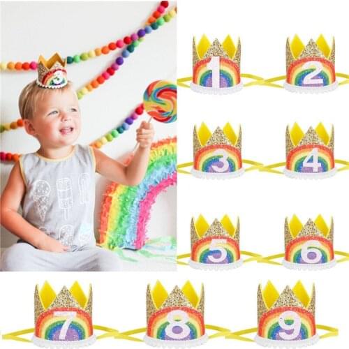 Chicinlife 1Pcs Baby First Birthday Number Hat Headband Flower Crown Year Old Hairband Baby Shower Party Decoration Supplies