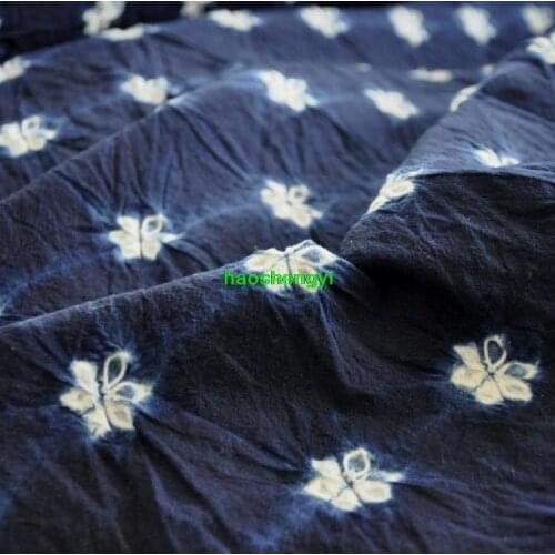 Pure plant handmade indigo tie-dye cotton blue and white pattern garment fabric