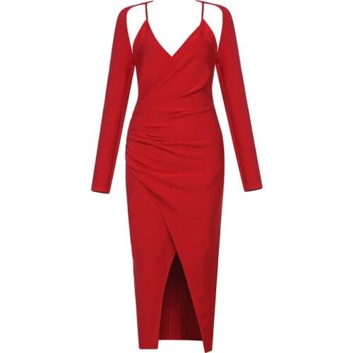 Elegant Women Bandage Dress Ladies Clothing Long Sleeve Sexy Party Club New Celebrity Bodycon Dress