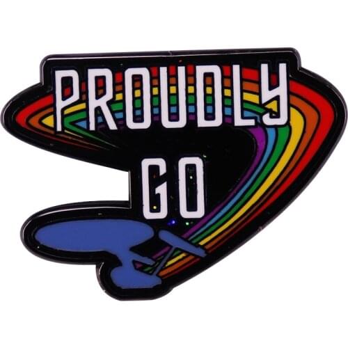 Proudly Go Enamel Pin LGBTQ Gay Pride Brooch Glitter badge Every Star Treks Fans cool Flair Addition