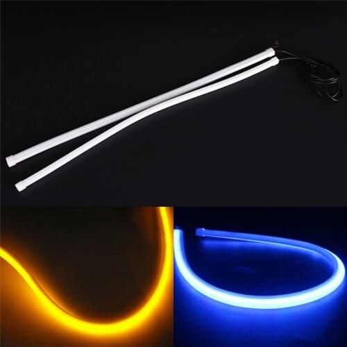 1PCS Flexible White Car Soft Tube LED Strip Light DRL Daytime Running Lamp 45cm Singnal Lamp