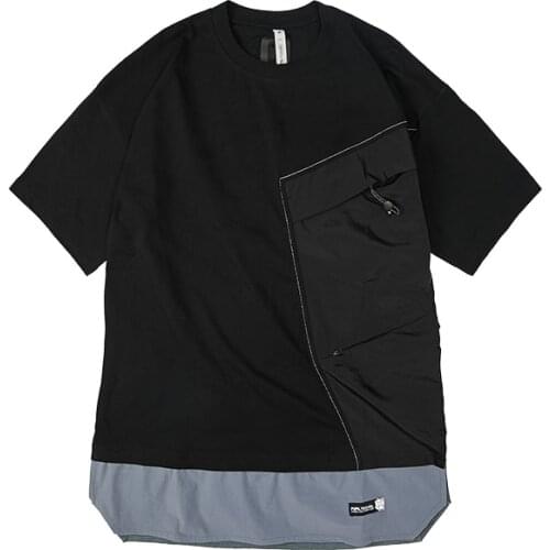 Pupil travel cotton T-shirt short sleeve diagonal front side pocket techwear ninjawear streetwear