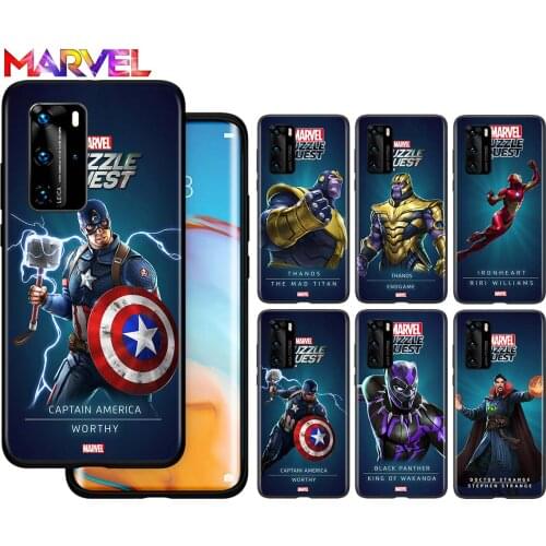 Marvel Cool Hero for Huawei P50 40 P30 P20 P10 Pro Lite E Plus 4G 5G P9 P8 Lite P Smart Z S Soft Black Phone Case