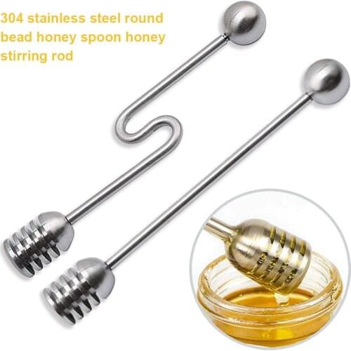 Round Bead Spiral Dip Honey Coffee Anti-rust 304 Stainless Steel Stirring Rod