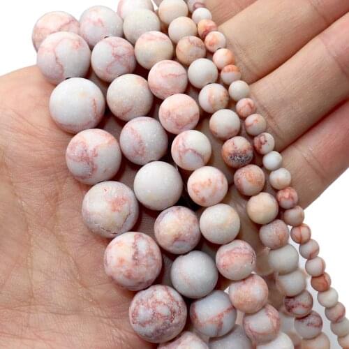 Dull Polish Matte Natural Red Network Stone Round Spacer Beads For Jewelry Making DIY Bracelet Necklace Material 4/6/8/10/12mm